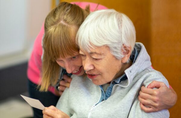 Caregiver hugging